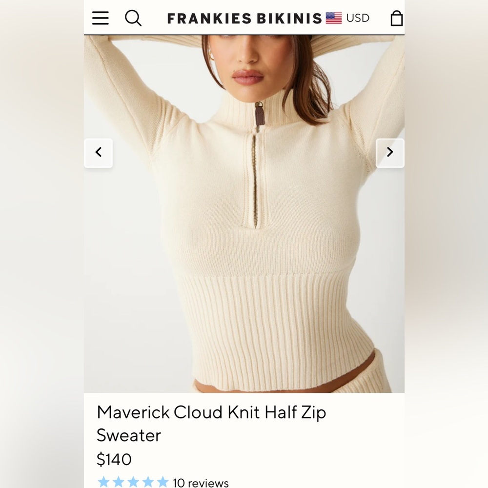 Frankie’s bikinis zip up sweater